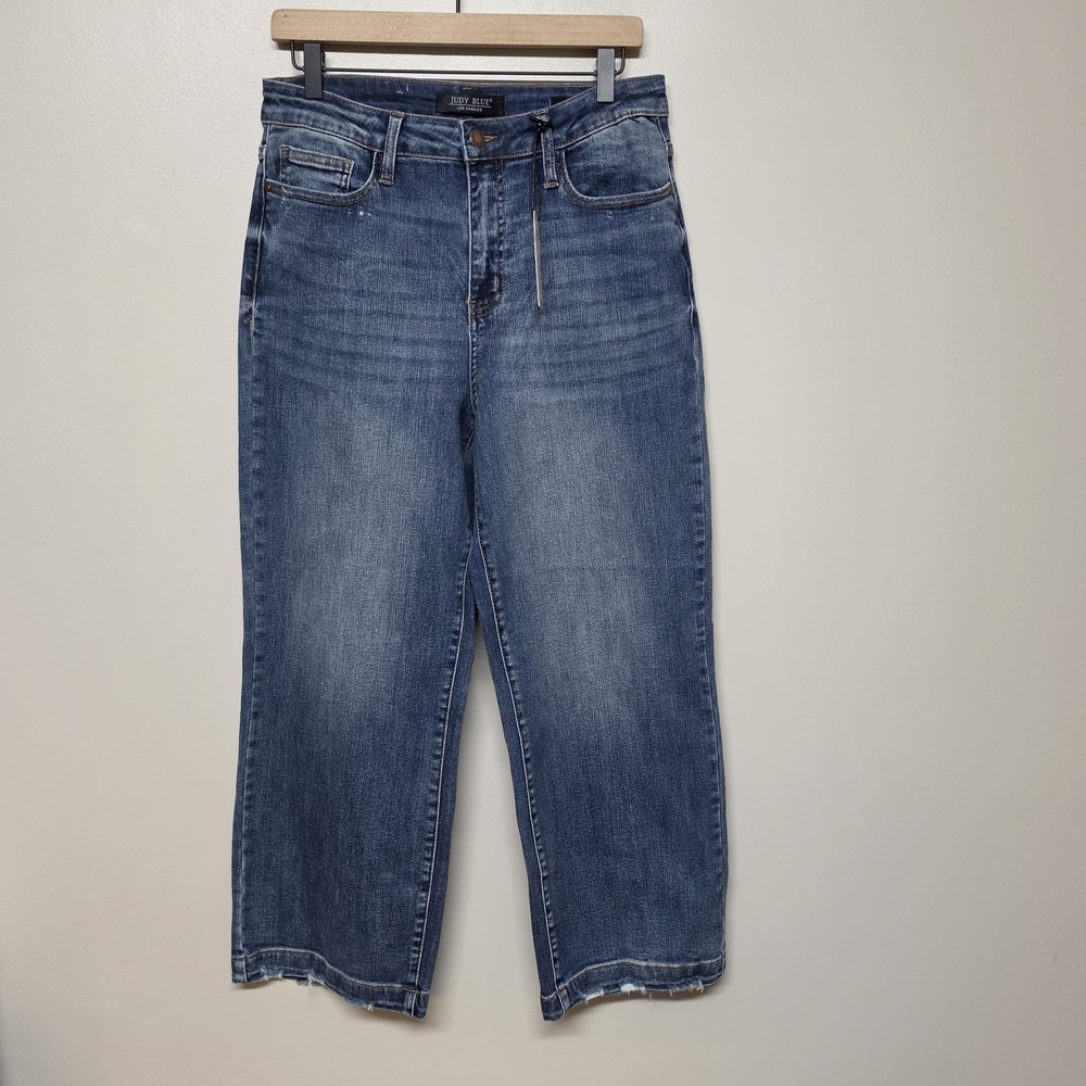 Judy Blue Mid Riseβ Tummy Control Wide Leg Crop Denim Jeans Womens Sz 9/29 NWT